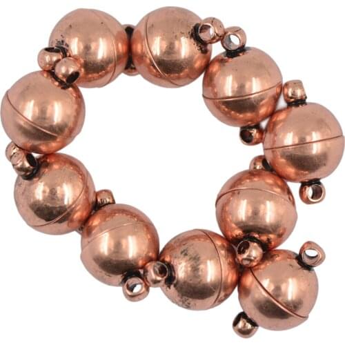 10pcs Of 10mm Retro Antique Copper 2 Parts Round Clasps DIY Jewelry