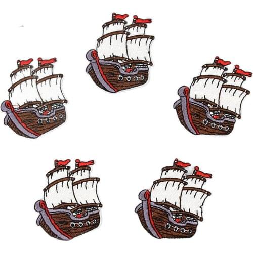 10pcs/lot Embroidered Quality Boats Stickers Diy Sewing sailboat Patches Handmade Jeans Bags Patchwork Crafts Apparel Accessory