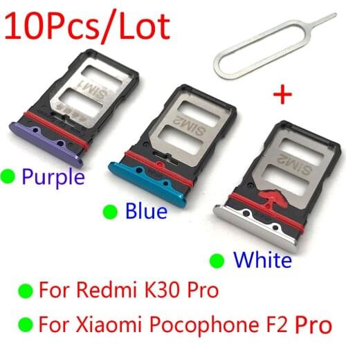 10Pcs，NEW Replacement Micro Nano SIM Card Holder Tray Slot Holder Adapter Socket +Pin For Xiaomi Redmi K30 Pro / POCO F2 Pro