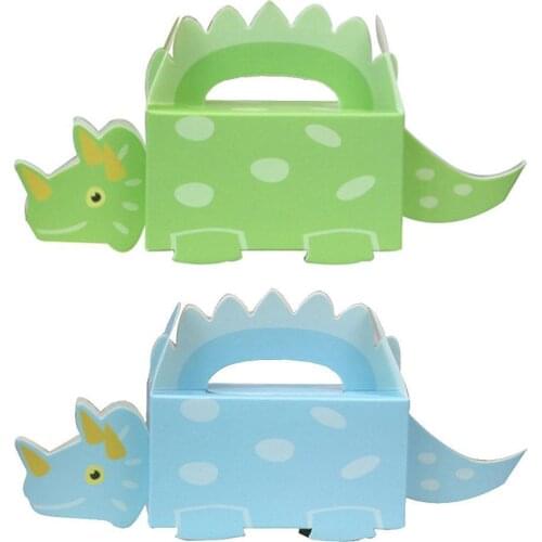 10pcs New Dinosaur Party Cookie Box Baby Shower Candy Birthday Blue Green Boxes Treat For Packaging Box Paper Kids M6D4