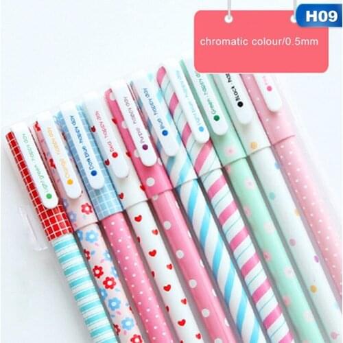 10pcs/pack Color Gel Pen Cartoon Animal Starry Star Sweet Floral Pens 0.5mm Ballpoint Stationery Office School Supplies