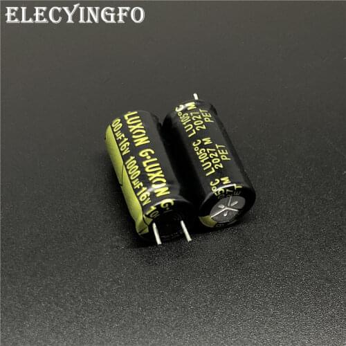 100pcs 1000uF 16V1000UF G-LUXON LU Series 10x20mm Low Impedance High Ripple 16V1000uF Aluminum Electrolytic capacitor