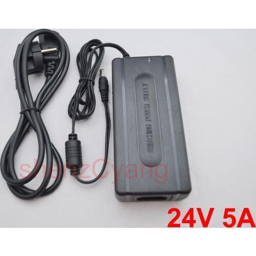 100PCS High quality IC solutions AC 100V-240V DC 24V 5A Switch power supply120W LED adapter, DC 5.5*2.1-2.5mm EU /US /UK/AU Plug