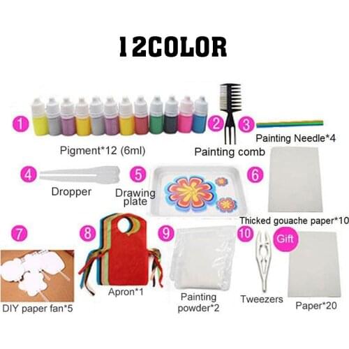 12 Color Childrens Water Painting Pigment Set Wet Painting Material Painting Toy Mixing Chart Acrylic Paint Set Gift For Kids