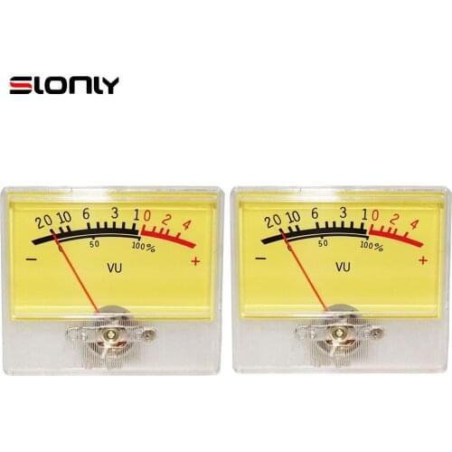 2pcs(One Pair) Pointer Tube Amplifier Panel VU Meter Level Indicator Head DB Meter Pointer Meter Yellow Can Guide Light -20BD