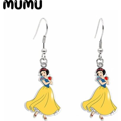 2020 New Snow White Dangle Earring Princess Acrylic Earrings Handmade Jewelry Epoxy Resin Fish Hook Earring
