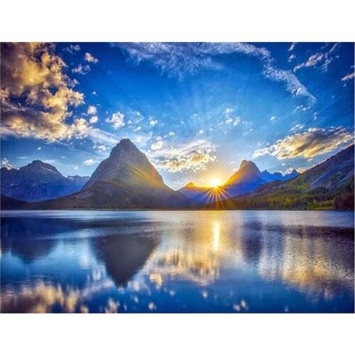5D Diy Diamond Painting Blue Sky Lake View Cross Stitch Mosaic Rhinestone Picture By Number Embroidery Wedding DecorationZP-2893