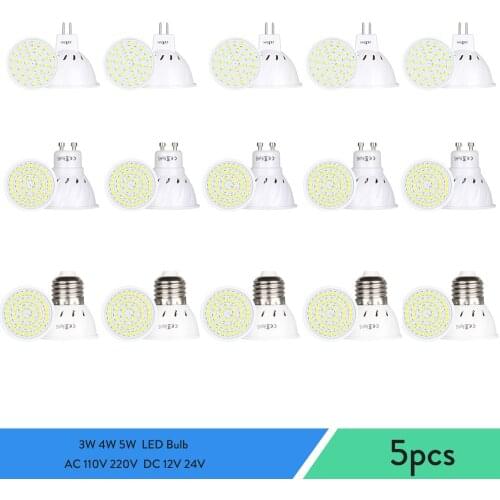 5X 3W 4W 5W LED Bulb Lamp GU10 Ampoule MR16 Spot Light Bulb E27 Led Lampara Bombillas 2835 SMD 110V 220V DC 12V 24V Lamps