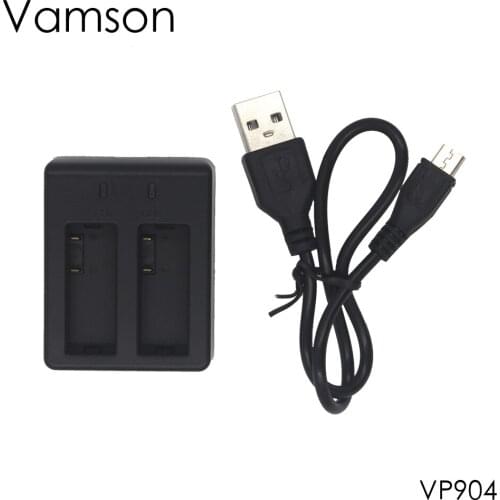 Vamson For SJ4000 Action Camera Accessories Double Charger with USB Port Can Charge 2pcs Li-ion Battery VP904