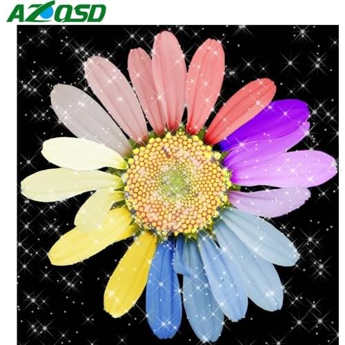 AZQSD Diamond Embroidery Daisy Mosaic Sale Needlework Full Square Diamond Painting Flower Cross Stitch Rhinestones Home Decor