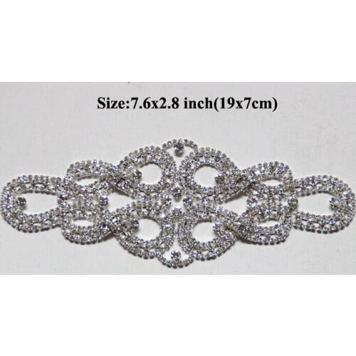 Free Shipping High Quality 5pcs/lot 7.6''x2.8'' Crystal Rhinestone Applique for Wedding Gown Bridal Sash Evening Wear LSAP015