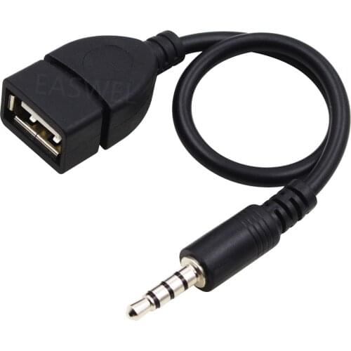Audio AUX Jack 3.5mm Male to USB 2.0 Type A Female OTG Converter Adapter Cable