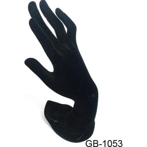 Free shipping 9.5"h x 4.5"w x 3.5"d Black Resin Velvet Hand Jewelry Display Holder for Black Bent Velour Jewelry Hand