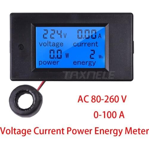 AC80-260V 100A 20A Digital LCD Voltage Current Power Energy Meters indicator Voltmeter Ammeter Wattmeter Tester Detector TX-061