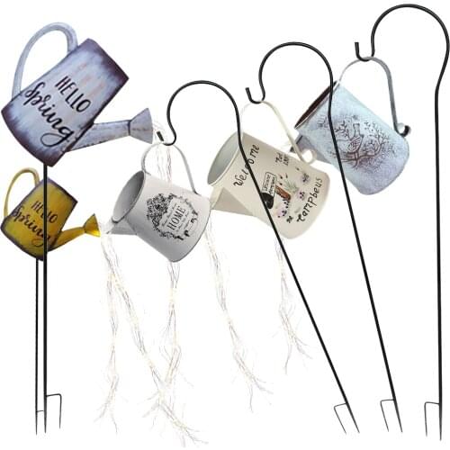 Stake Hanging Watering Can Shooting Star Shower Wire String Light Decorative Sprinkler Flower Bush Fairy Light