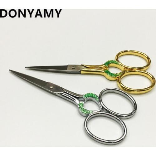 DONYAMY Antique European Vintage Scissors 11cm Dressmaker Shears Sewing Scissors Fabric Craft