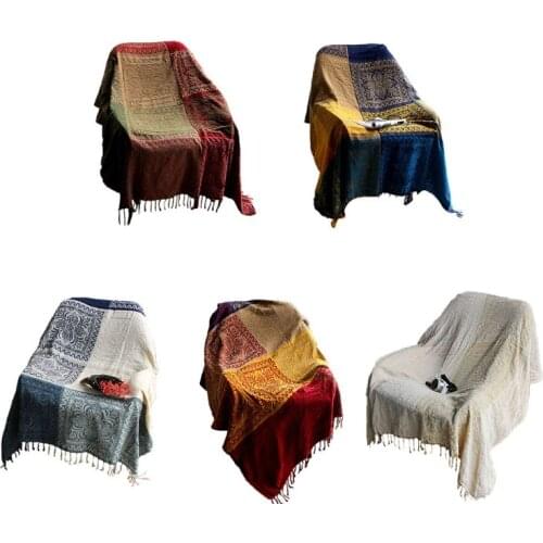 Reversible Cotton Boho Throw Blanket for Bed Couch Cover 59" x 75" (150 x 190 cm) LX0C