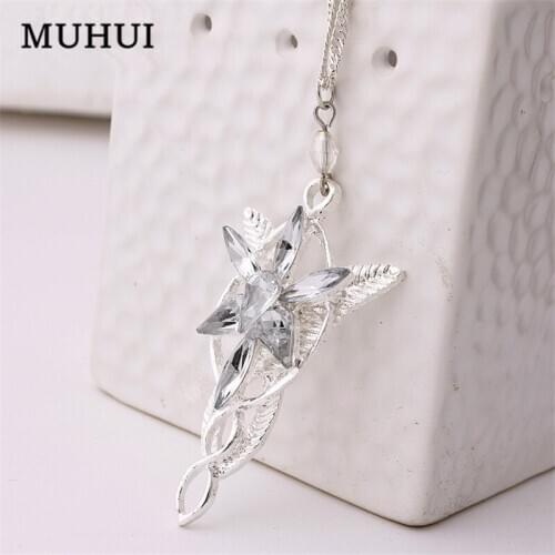 Movie Jewelry Arwen Evenstar Necklace Silver Color Crystal Pendant Necklaces For Women Jewelry Gift B067