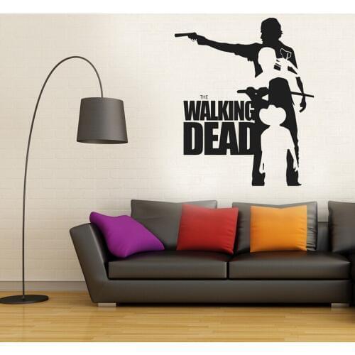 THE WALKING DEAD Rick With Machine Gun VINYL DECAL Waterproof Wall STICKER Art Home Decor Living Room Mural Poster B600