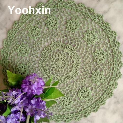 35cm Round Lace cotton table place mat dish pad Cloth crochet placemat cup mug tablecloth tea pan coaster handmade doily kitchen