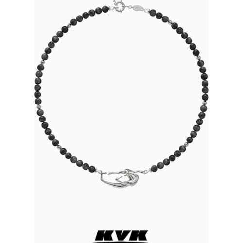 KVK2021 stylish black agate venom stitching necklace womens niche design sense light luxury jewelry stitching necklace