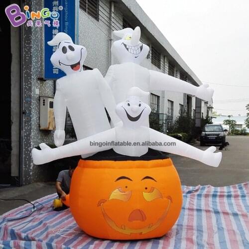 ADVERTISING TYPE 3mh inflatable ghosts with pumpkin model air blow Halloween item printed LOGO promotional toy made to order