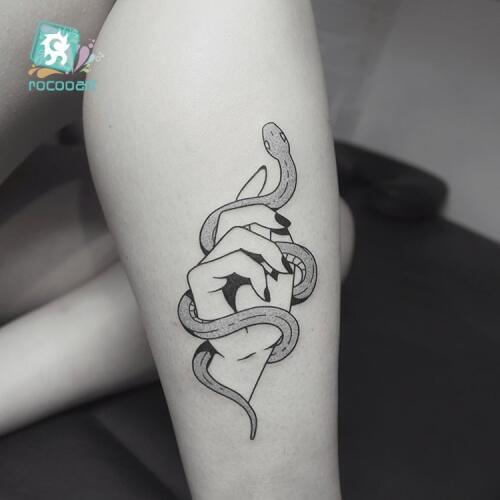1 Sheets Black White Classic Little Element Water Transfer Tattoo Sticker Snake Flower Pistol Temporary Fake Body Art Tattoo