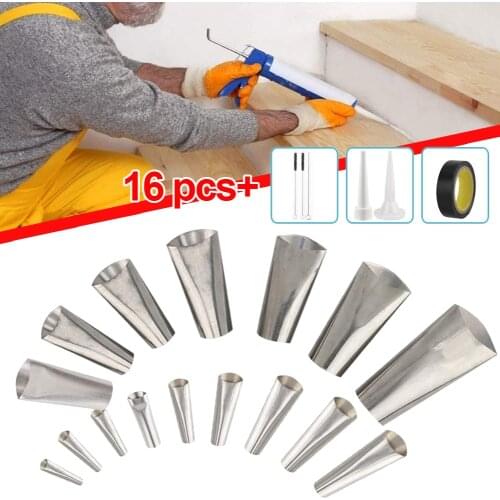 22pcs Caulk Nozzle Applicator Head Stainless Steel Glass Door Window Caulking Finisher Caulk Nozzle Home Sealant Accessories