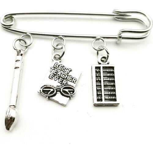 New Fashion Jewelry Brush Abacus Book Brooch Men and Women Graduation Party Pendant DIY Handmade
