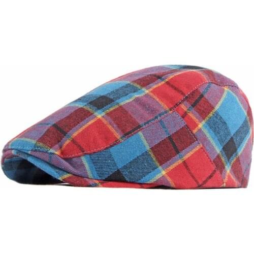 New Peaked Cap Womens Hat British Retro Plaid Newsboy Cap Mens Cap Japanese Casual Forward Cap Beret