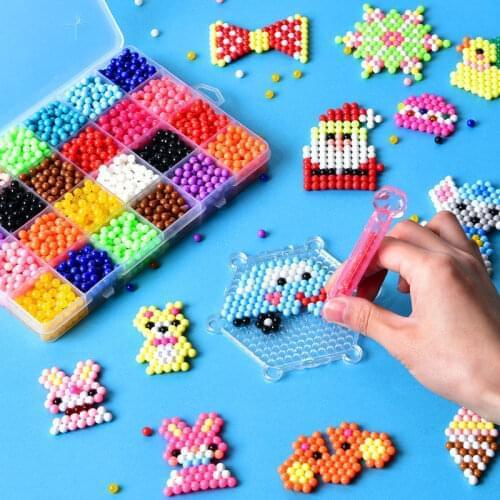 NEW 36 Colors DIY Water Spray Magic Aqua Beads Hand Making Beads 3D Puzzle Educational Toys for Children Kit Ball Puzzles Game