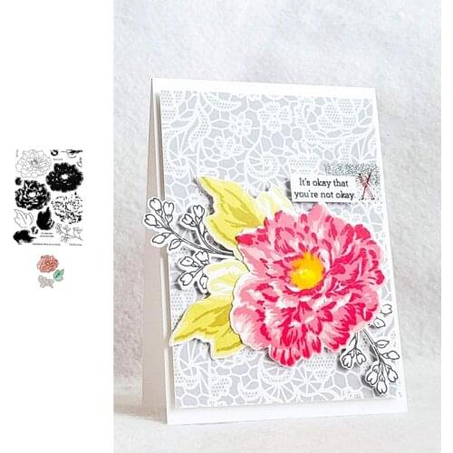 Peony Flower Plant Die Set Cutting Dies And Stamps Scrapbook Diary Decoration Stencil Embossing Template DIY Greeting Card