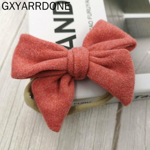 Knot Bows Headband Baby Girls Velvet Hair Accessories Elastic Soft Nylon Hairband Photo Props Toddler Baby Hair Bows Headband