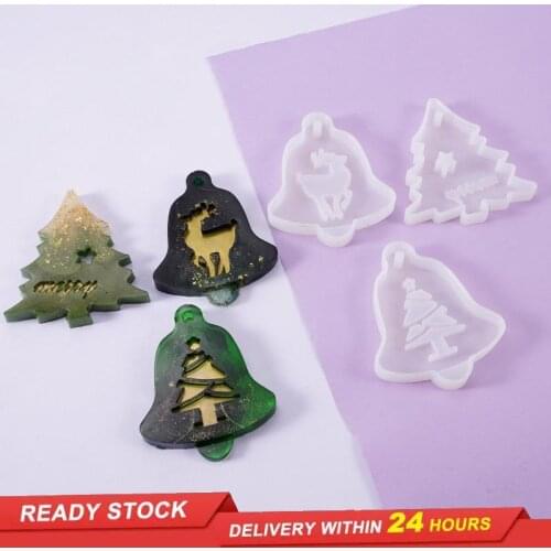 DIY Crystal Epoxy Mold Listing Christmas Tree Elk Pendant Bag Decoration Silicone Mold New Year Christmas Decoration