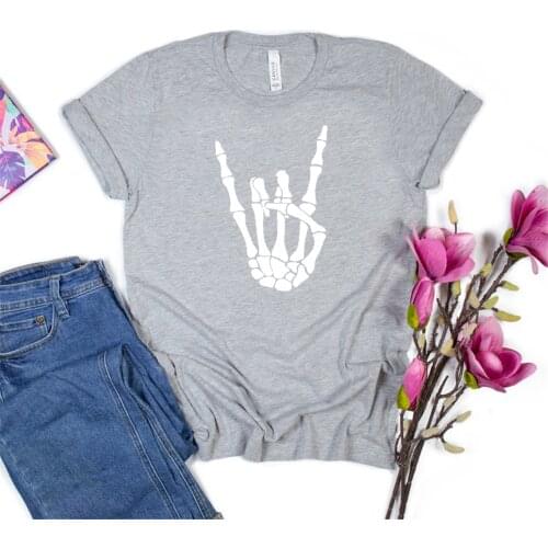 Skeleton Peace Sign Shirt Skeleton Hand Casual Tee Funny Women Clothes Graphic Harajuku Short Sleeve Unisex Top