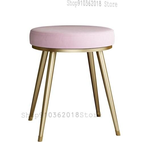 Nordic Dressing Table Stool Simple Modern Net Red Ins Makeup Chair Iron Low Stool Bedroom Small Round Stool Makeup Stool