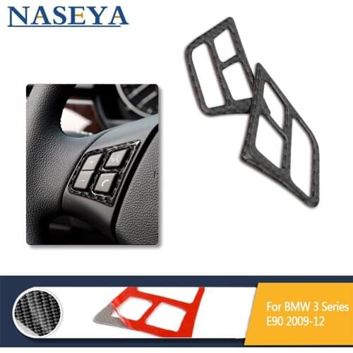Car styling Carbon Fiber 3D Sticker of Car interior Steering wheel buttons cover For BMW 3 Series E90 E92 E93 E87 LHD /RHD