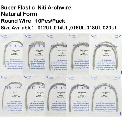 Dental Orthodontic Super Elastic Niti Natural Form Round Wire Arch Wire Upper/Lower 10Packs/100Pcs
