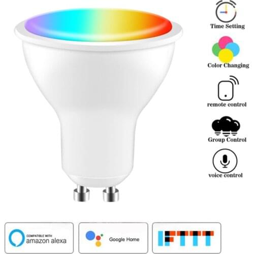4W WiFi Smart Light Bulb Gu10 LED RGB Lamp Work With Alexa Google Home 220-240V RGB+White Dimmable Timer Function Magical Bulb
