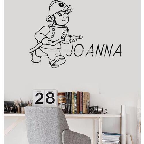 Fireman Custom Name Vinyl Wall Sticker Hero Fireman decal Home Decor For Kids Room living room Vinyl Nursery Art Murals EA868