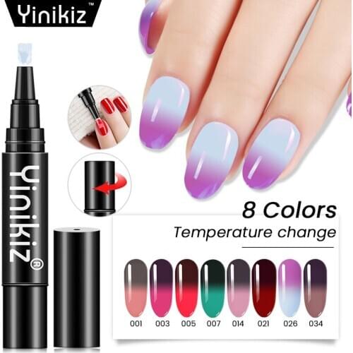 Yinikiz Temperature Color Changing Gel Nail Polish Soak Off UV Gel Varnish Glitter Lucky Gel Nail Art Lacquer
