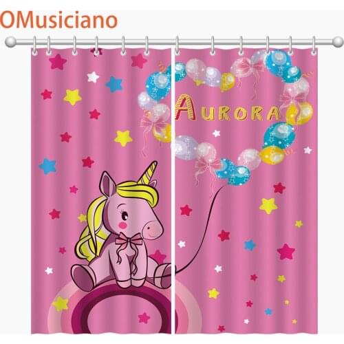 Sweet Pink Unicorn pony cartoon blackout curtains printed curtain for kids room girls bedroom ultra-thin micro ShadingCurtain