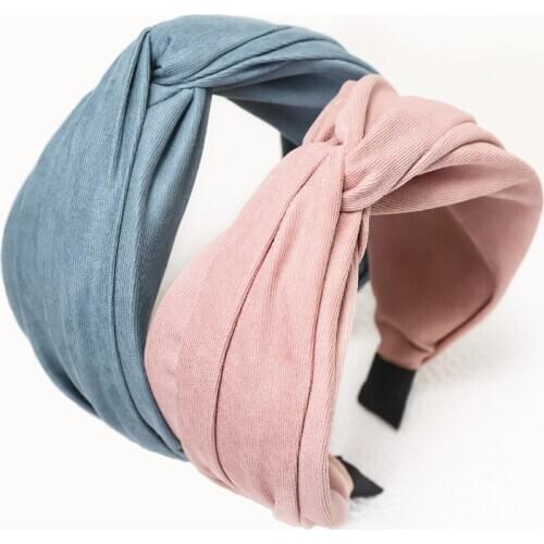 12pcs Ladies New Korean Fabric Headband Solid Color Handmade Crosse Hairband Twisted Hair Ornaments Girls