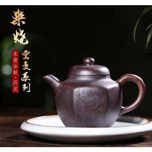 Zhu qianbing, assistant worker of Yixing, hand painted small capacity six square teapot and tea set