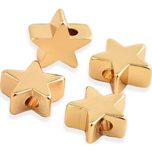 10pcs 5/7/8MM Gold Filling Not Fade Star Pendant Five-Pointed Star Charm Beads Loose Bead Jewelry Findings DIY Accessories