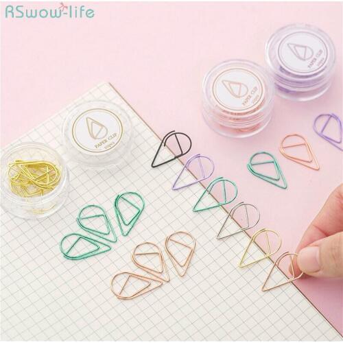 10PCS Creative Cute Water Drop Molding Paper Metal Bookmark Creative Paper Pin Message Clip Metal Paper Clip Small Folder Cilps