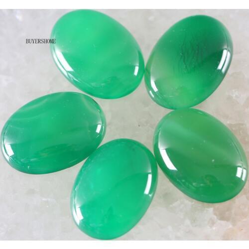 18x25MM&15x20MM CAB Cabochon Oval Natural Stone Bead For Making Necklace Bracelet Earrings Green Onyx 5Pcs K570