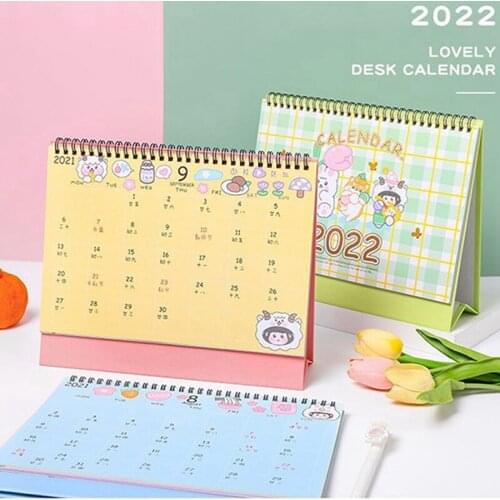 2021-2022 Kawaii Desk Calendar Plan Notebook Cute Large Desktop Calendar Desktop Memo Coil Calendar Office School Supplies