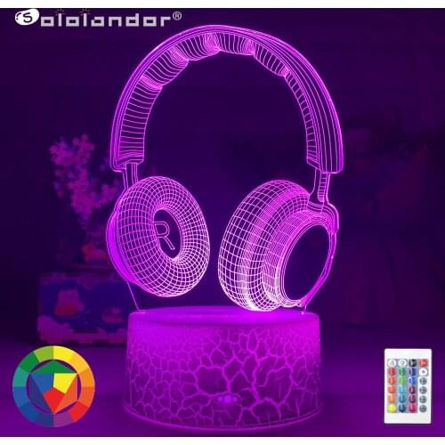 3d Night Light Headset Led Touch Sensor Colorful Nightlight for Kids Bedroom Decorative Light Cool Gift for Child 3d Lamp Desk