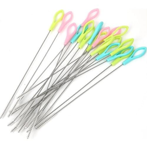 5/10/20pcs Set Fish Tank Pipe Brush with Color Handle Bottle Suction Tube Glass Tube Spiral Soft Hair Straw Cleaning Brushes
